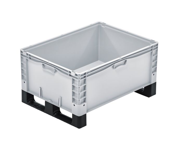 Großbehälter Behälter mit Rippenboden, 2 Kufen montiert, geschraubt 800 x 600 x 420 mm  Farbe: grau