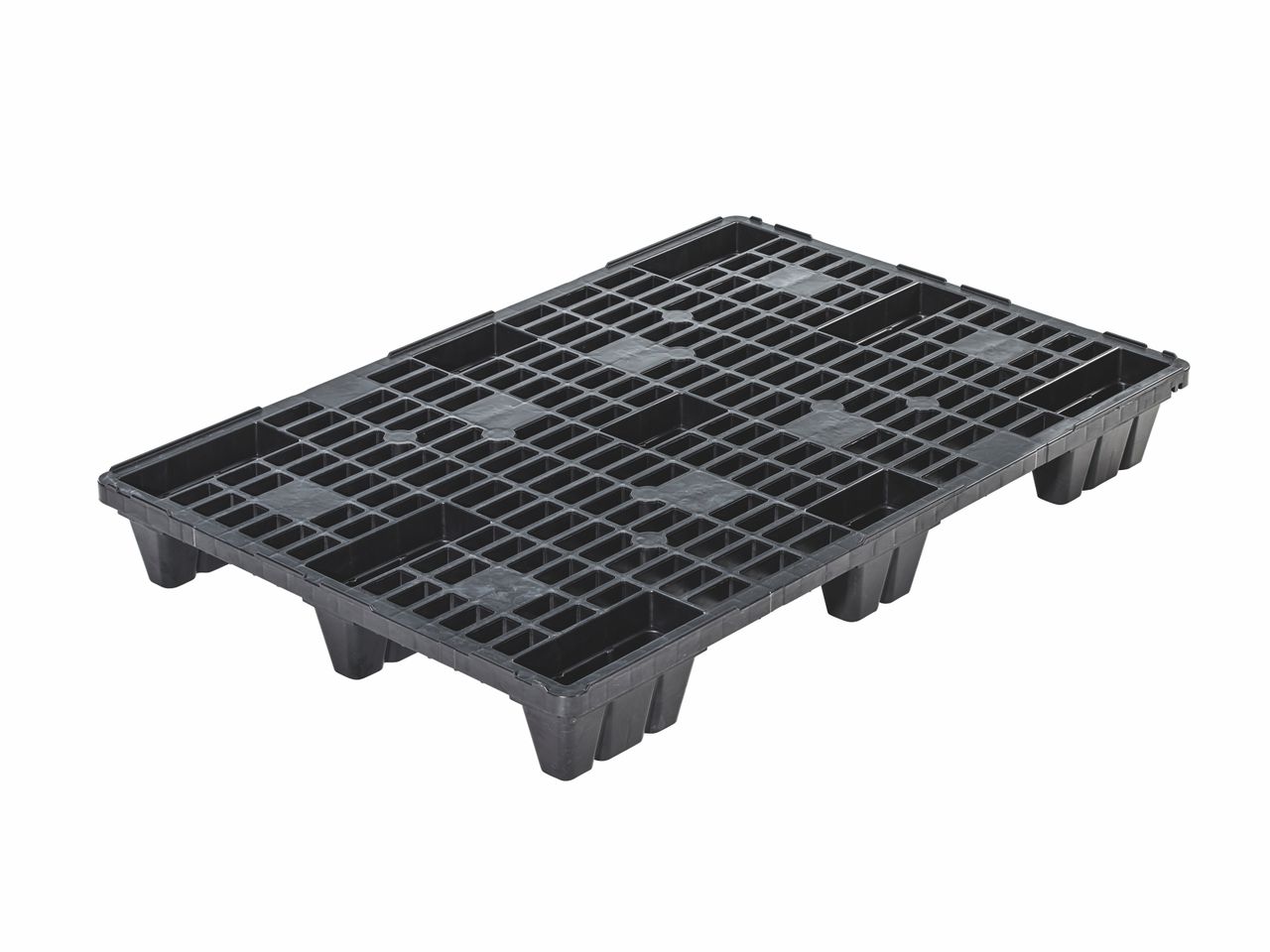 Kunststoffpaletten light 1200x800x140 mm, 9 Füße, nestbar, mit Antirutschkante, Farbe schwarz